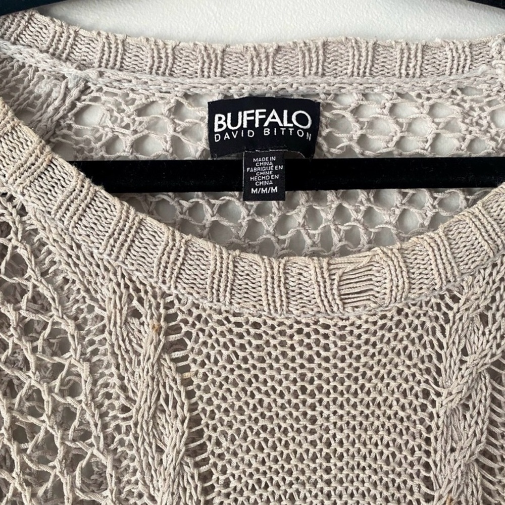 Buffalo David Bitton Tan Knit Sweater Size Medium Fall Knit Boho Costal Classic - Picture 6 of 6